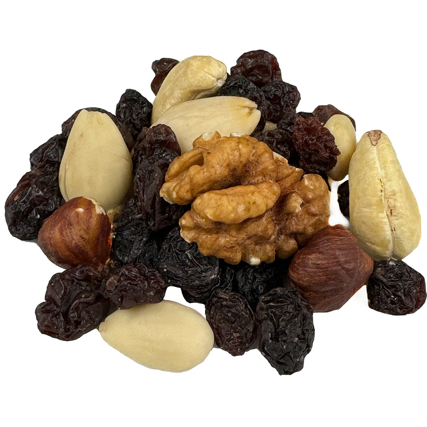 Studenten Futter Bio. Die Nüsse und Weinbeeren sind gut zu erkennen. Es sieht sehr lecker aus.