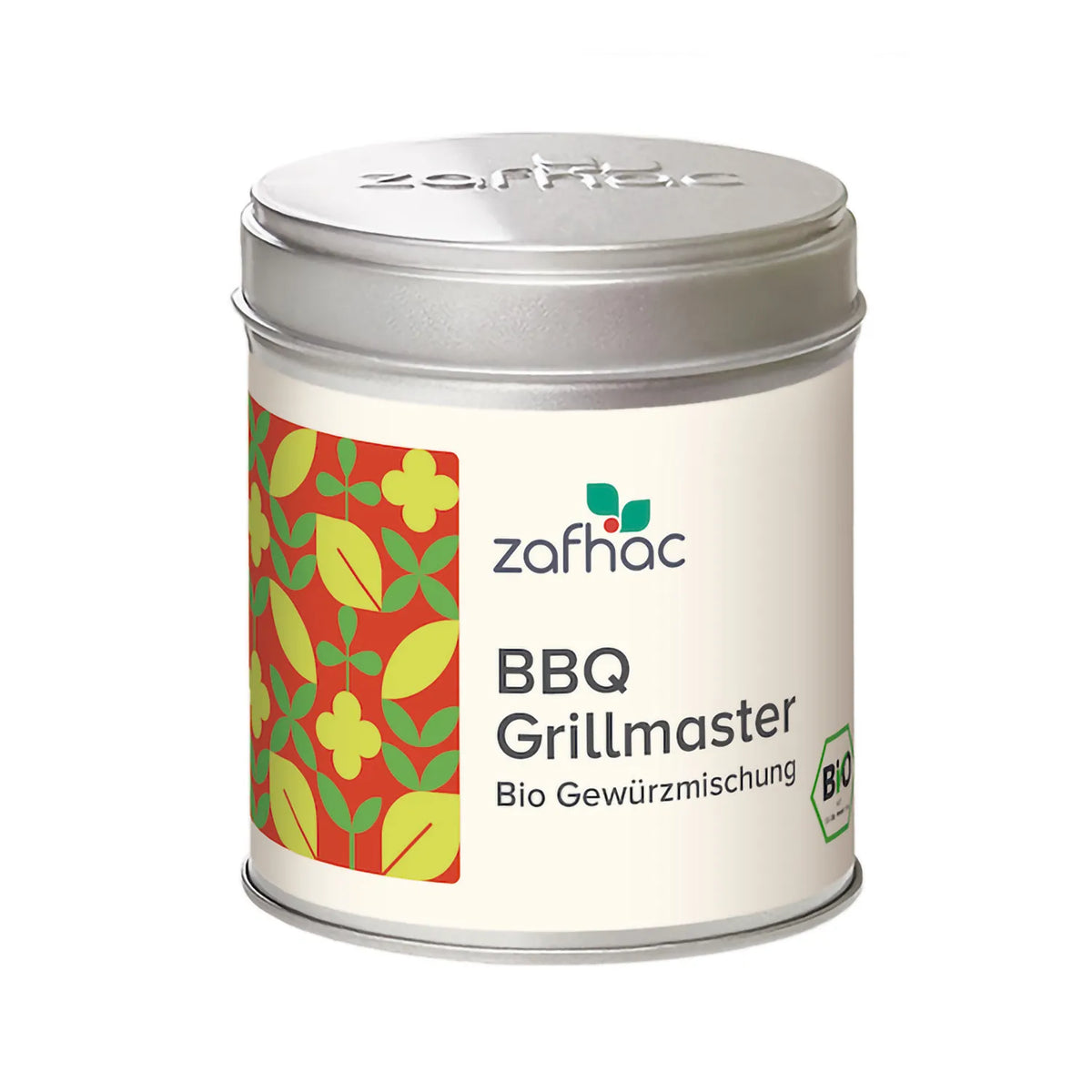 Metalldose mit zafhac Deckel und Aufschrift „BBQ Grillmaster Bio Gewürzmischung“