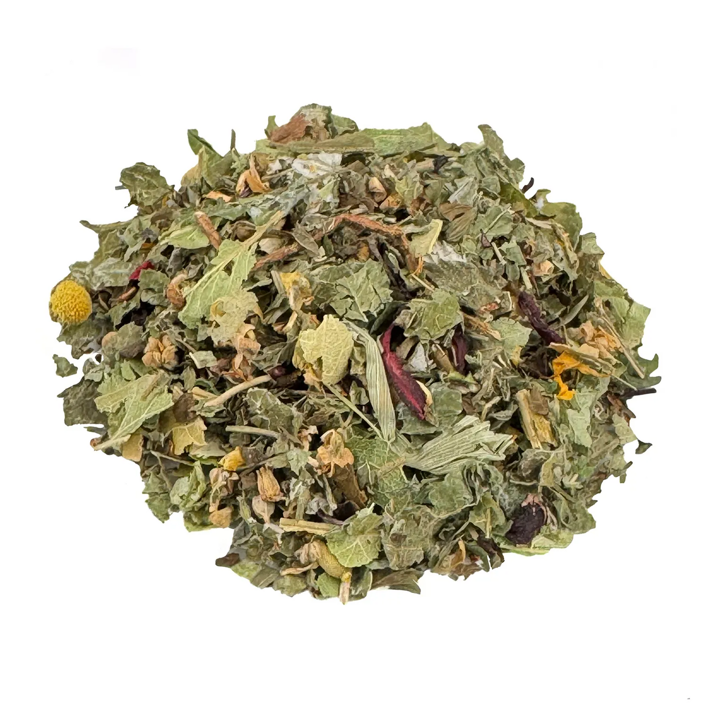 Kräutertee Guten Abend Bio. Der Bio Kräutertee hat eine grüne Farbe. Die Zutaten sind gut zu erkennen. Es sieht sehr lecker aus.