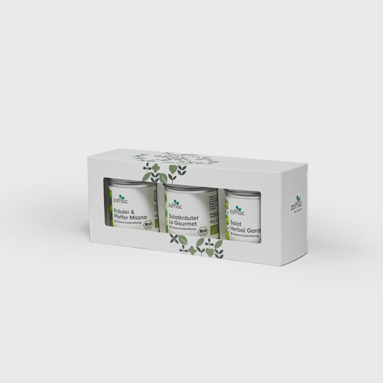 zafhac Salat Bio-Gewürz-Geschenkset mit Kräuter & Pfeffer Milano, Salatkräuter Le Gourmet und Salat Herbal Garden
