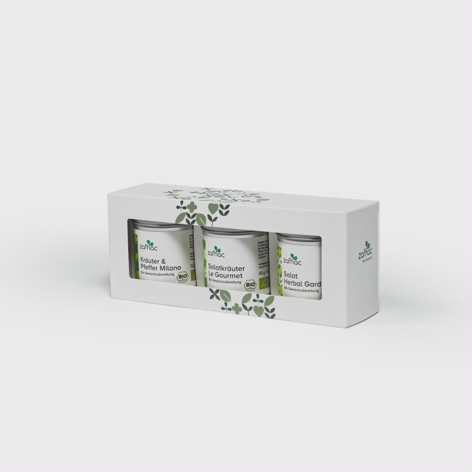 zafhac Salat Bio-Gewürz-Geschenkset mit Kräuter & Pfeffer Milano, Salatkräuter Le Gourmet und Salat Herbal Garden
